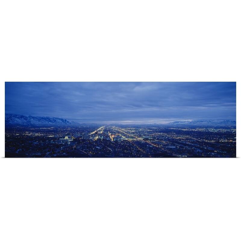 "Aerial view at dusk, Salt Lake City, Utah" Poster Print - Multi