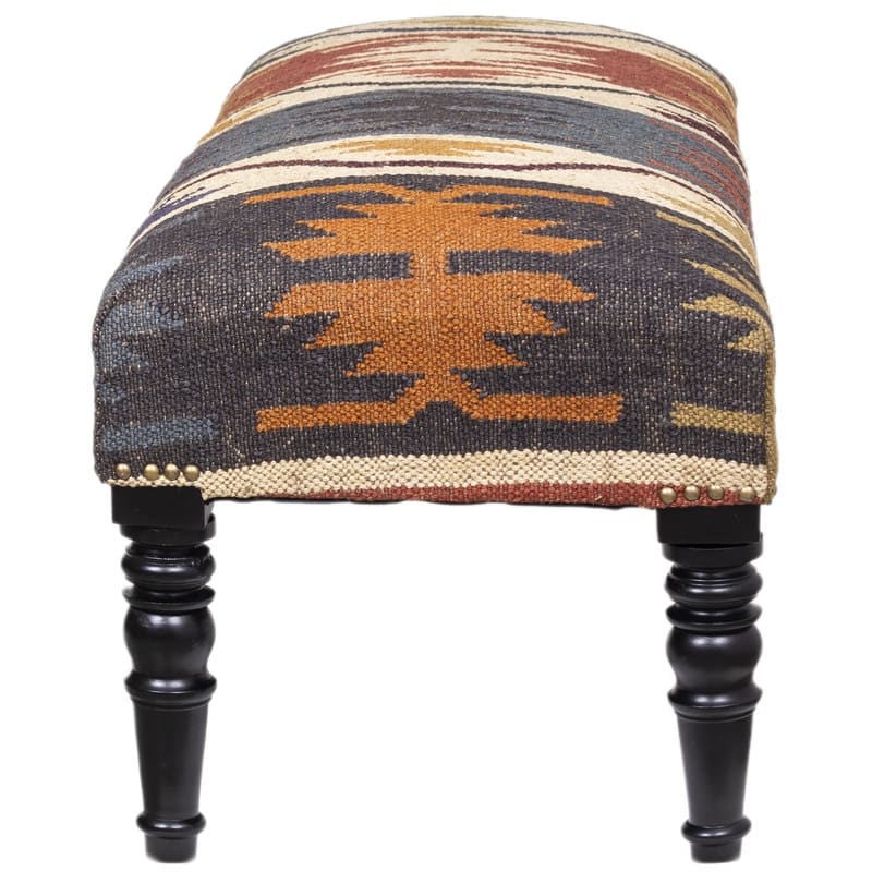 HERAT ORIENTAL Handmade Kilim Upholstered Wooden Bench - 48" W x 16" L x 18" H
