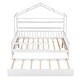 preview thumbnail 12 of 33, House Bed with Trundle Bed and Shelf, Wooden Platform Bed Frame with Full Length Guardrail and Roof