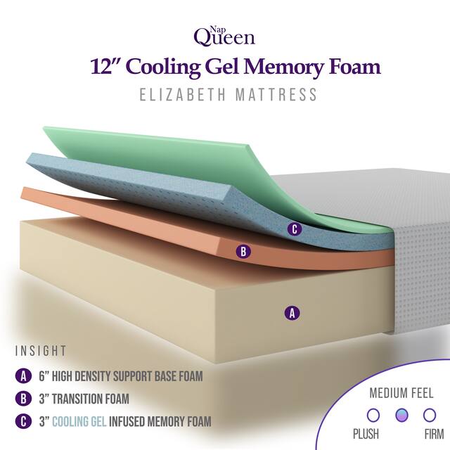 NapQueen Elizabeth 12" Gel Memory Foam Mattress