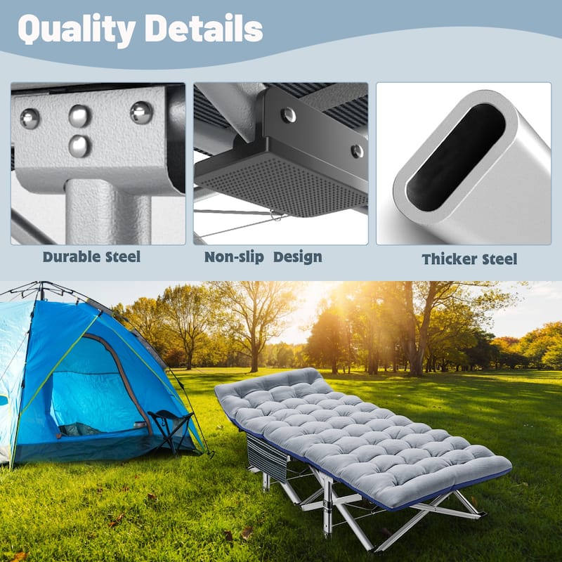 DoCred Folding Camping Bed Cot for Adults, Guest Bed with Mattress