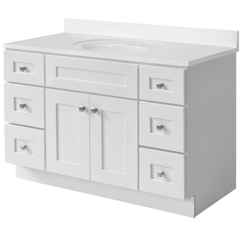Brookings 49 Inch Assembled Bath Vanity with Solid White Top