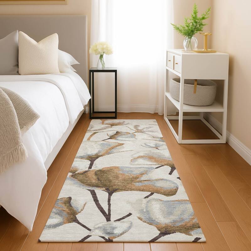 Machine Washable Indoor/ Outdoor Floral Love Chantille Rug