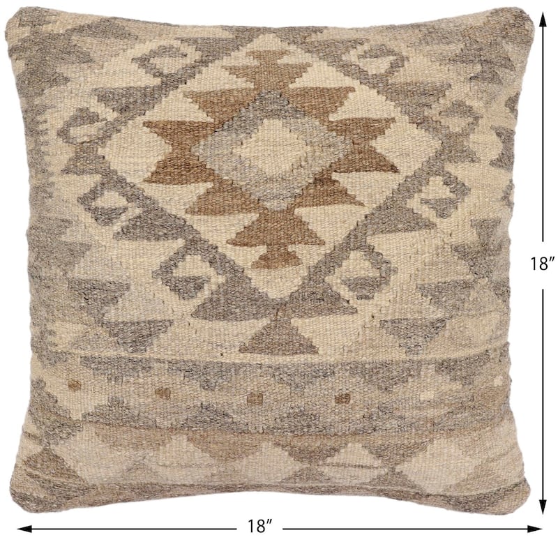 Tribal William Turkish Hand-Woven Kilim Pillow - 18'' x 18''