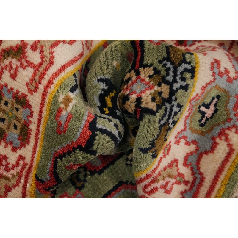 Hand Knotted Oriental 100% Wool Carpet Transitional All-Over Green Oushak Runner Rug - 9' 11'' X 2' 6''