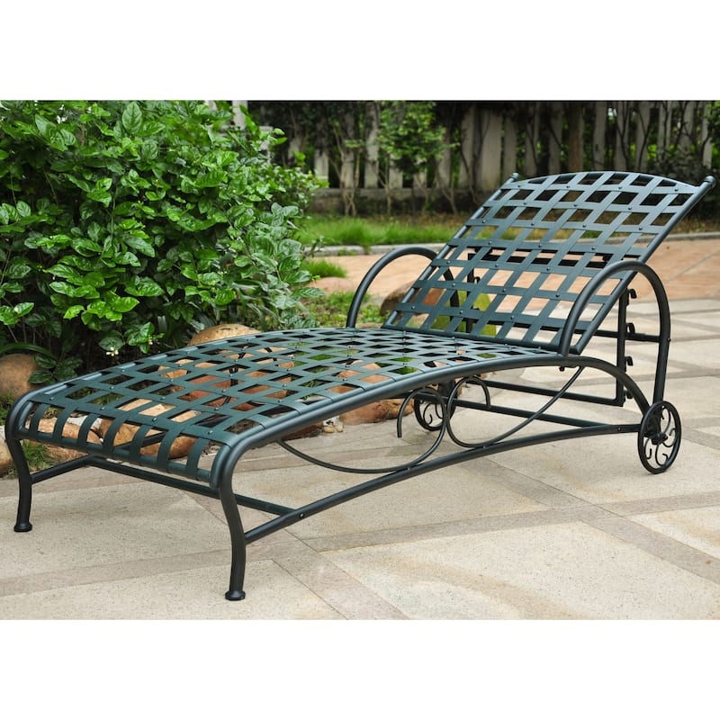 Santa Fe Nailhead Multi-position Chaise Lounge - Hammered Verdi Gris