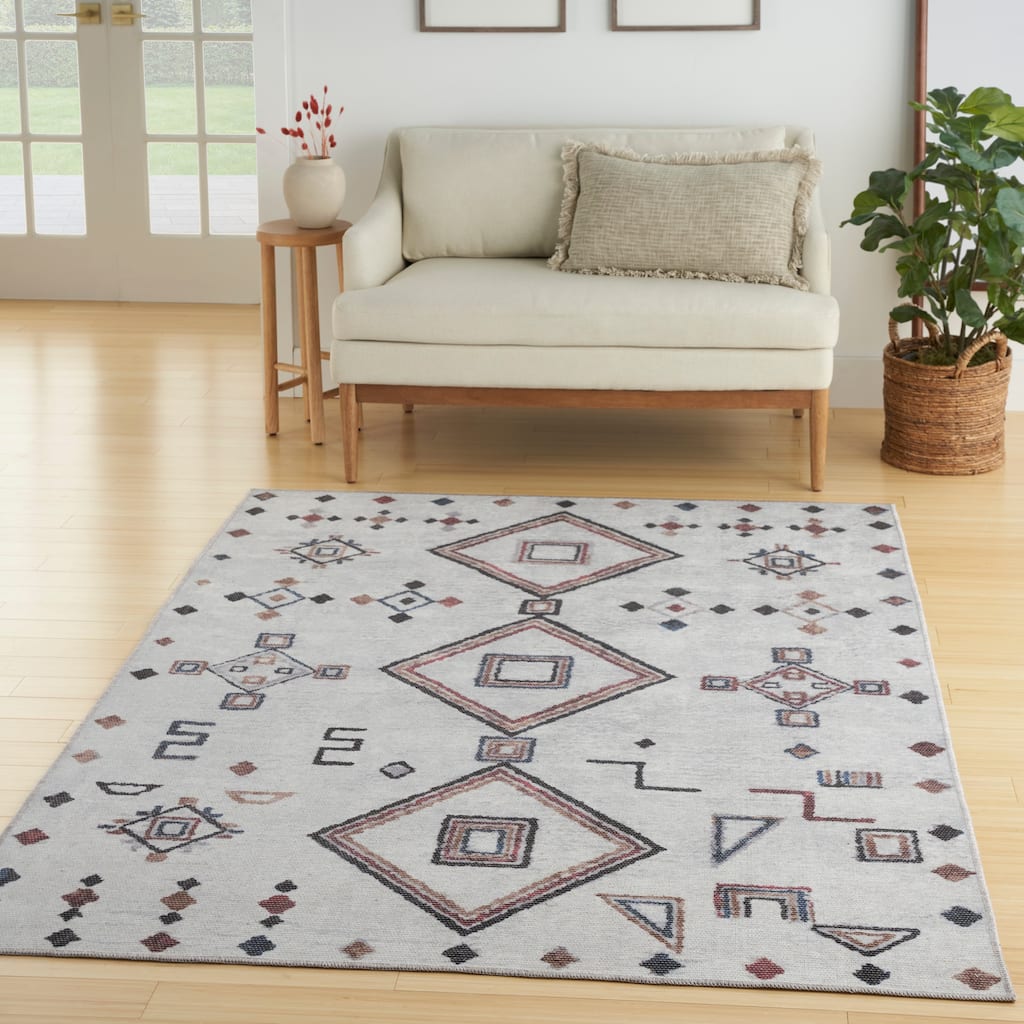 New Concept Washables Machine Washable Series 1 Indoor only Diamond Area Rug
