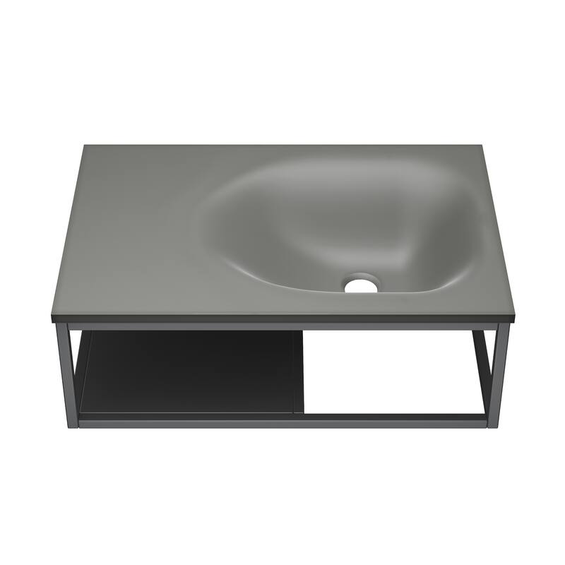 Lisse 24” Rectangle Concrete Wall-Mount Bathroom Sink in Dark Grey