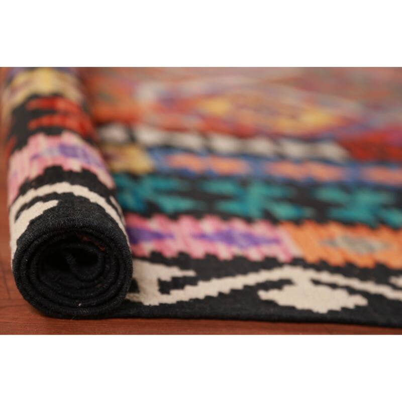 Kilim Oriental Area Rug Hand-Woven Tribal Reversible Wool Carpet - 10'0"x 12'8"