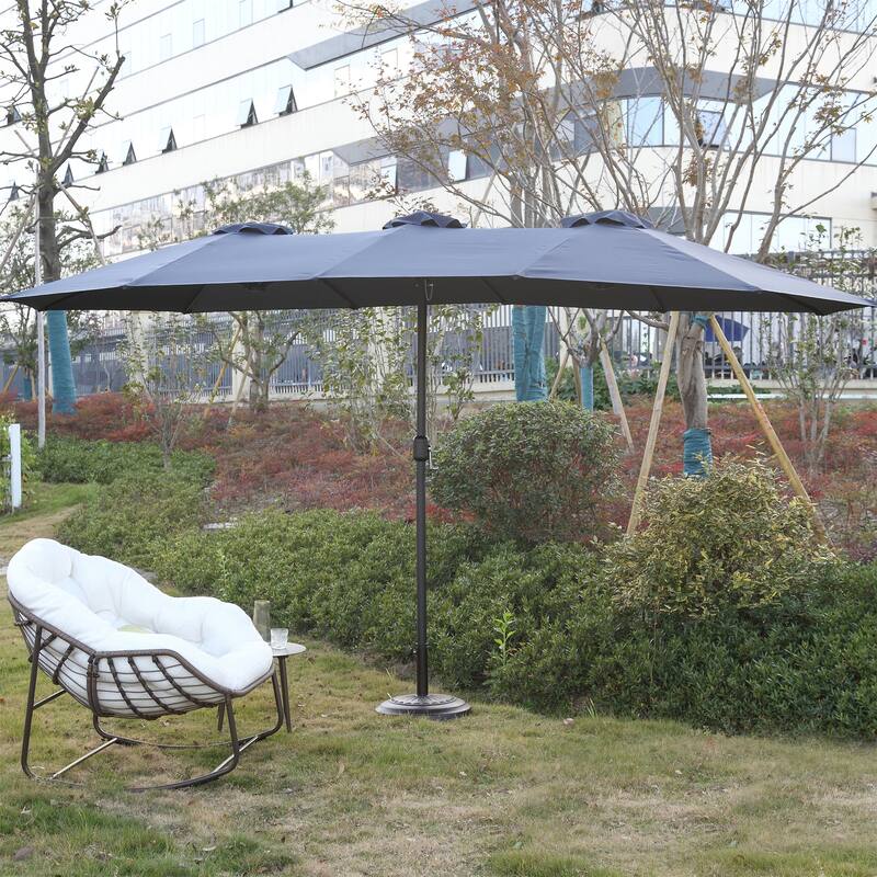 14.8 Ft Double Sided Outdoor Umbrella - Navy blue