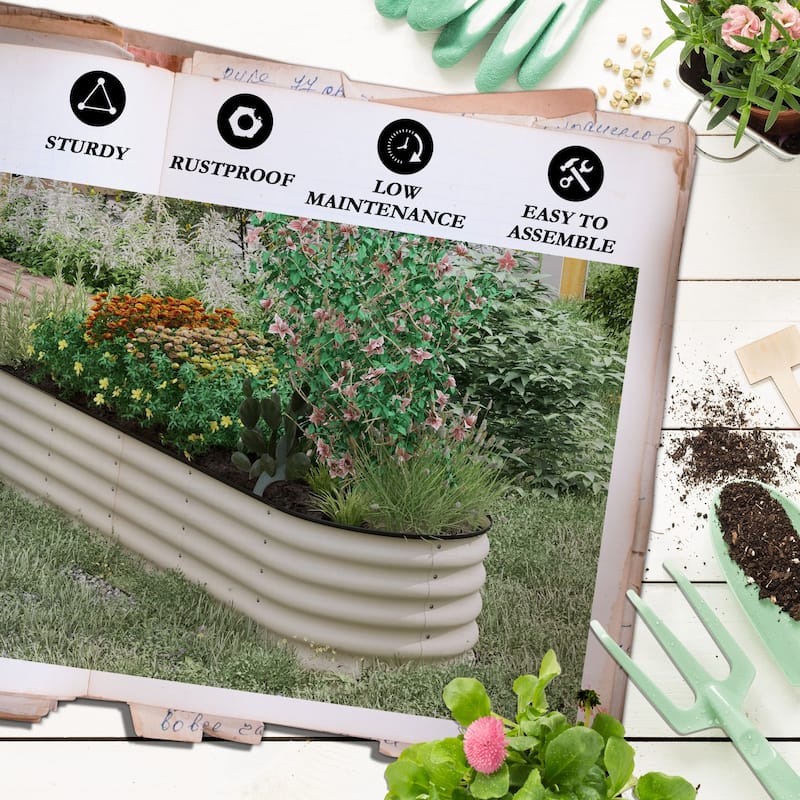 Outsunny 7.9' x 2' x 1.4' Galvanized Raised Garden Bed Kit, Outdoor Metal Elevated Planter Box