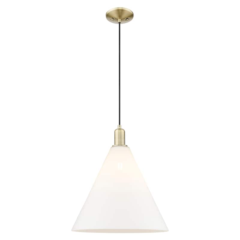 Innovations Lighting Endless Possibilities Arcadia - Berkshire Glass - 1 Light 16" Cord Hung Mini Pendant - Antique Brass/Matte White