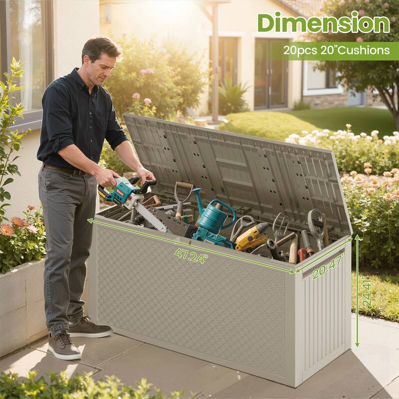90 Gal Fall-Inspired Corn Maze Look Resin Deck Box Outdoor Storage Box