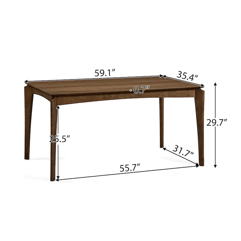 Wren Mid-Century 6-Seater Rubberwood Dining Table with Walnut Veneer by Christopher Knight Home