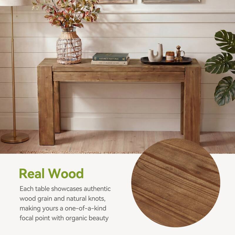 63-Inch Farmhouse Solid Wood Console Table