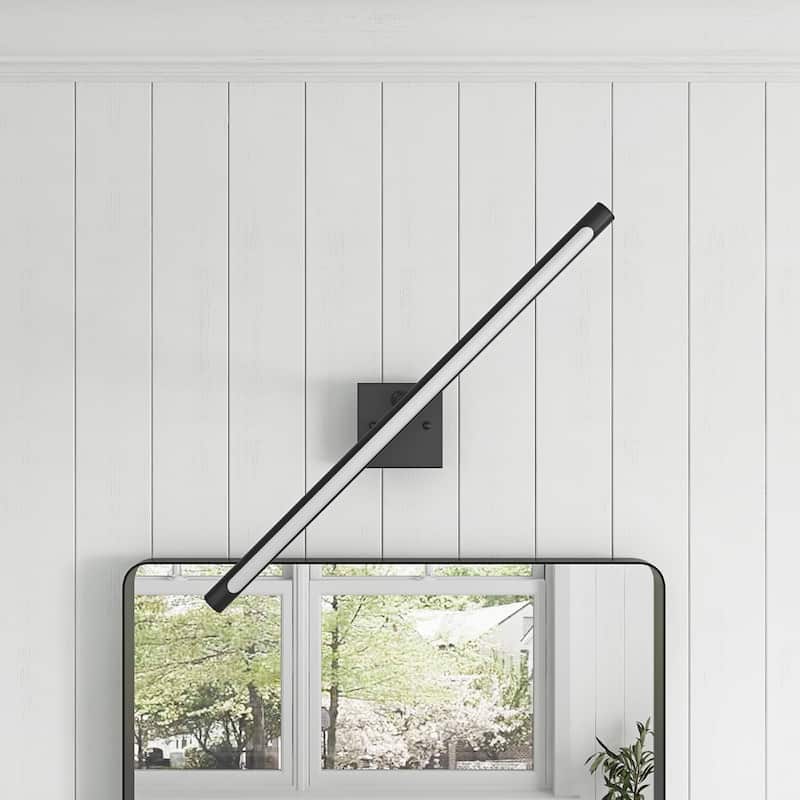 Matte Black Linear LED Rotatable Wall Mount Bathroom Vanity Light