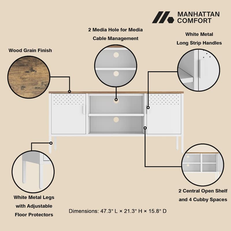 Manhattan Comfort Landen 47" Metal Storage Cabinet