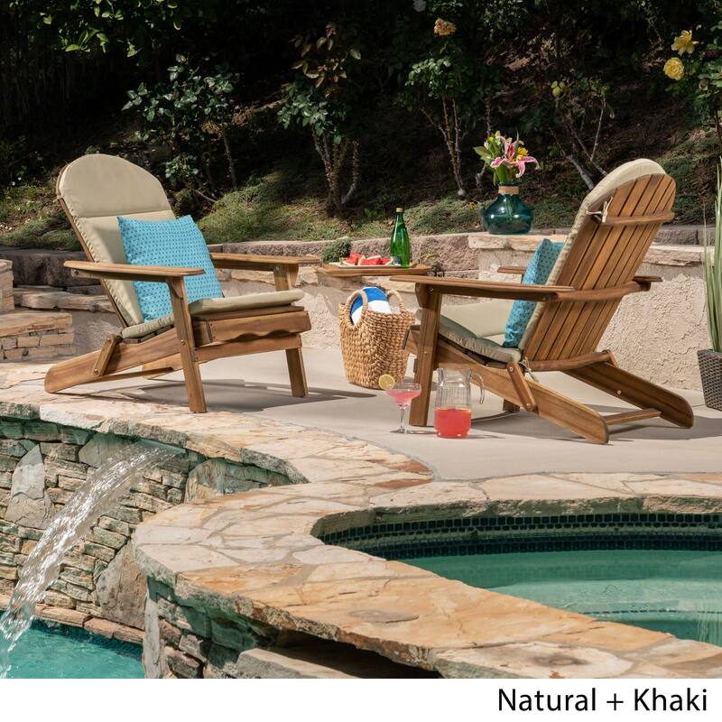 Malibu Outdoor Acacia Wood Folding Adirondack Chairs with Cushions (Set of 2) by Christopher Knight Home
