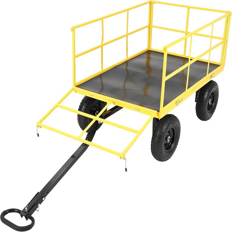 1500-lb Capacity Steel Mesh Garden Cart with Removable Sides and Wheels Yellow
