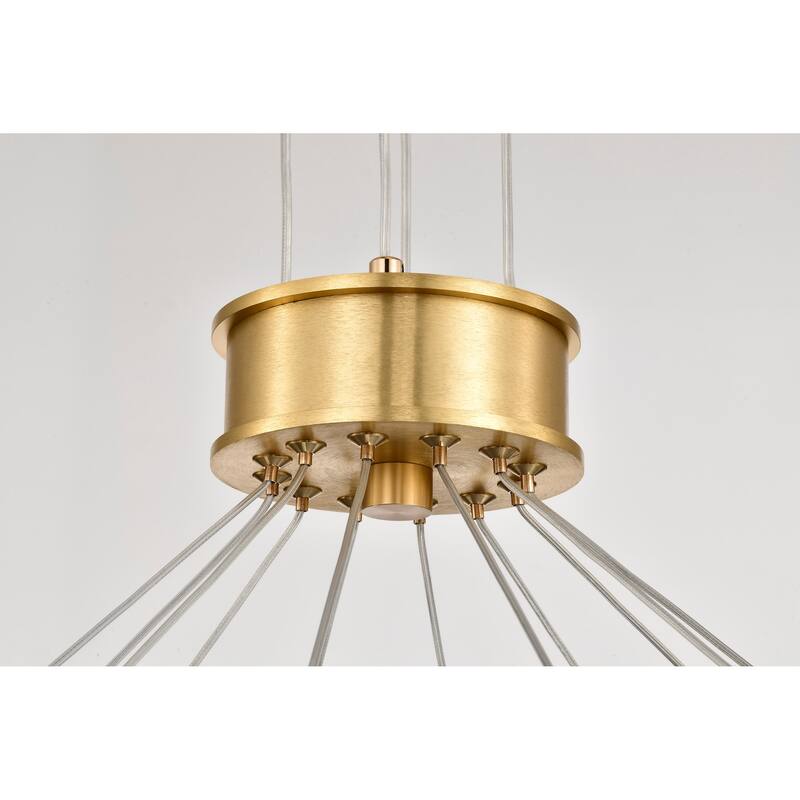 Kenzo LED 12 Light Chandelier Polished Anodized Bronze Finish Light Guide Panel - Polished Anodized Bronze