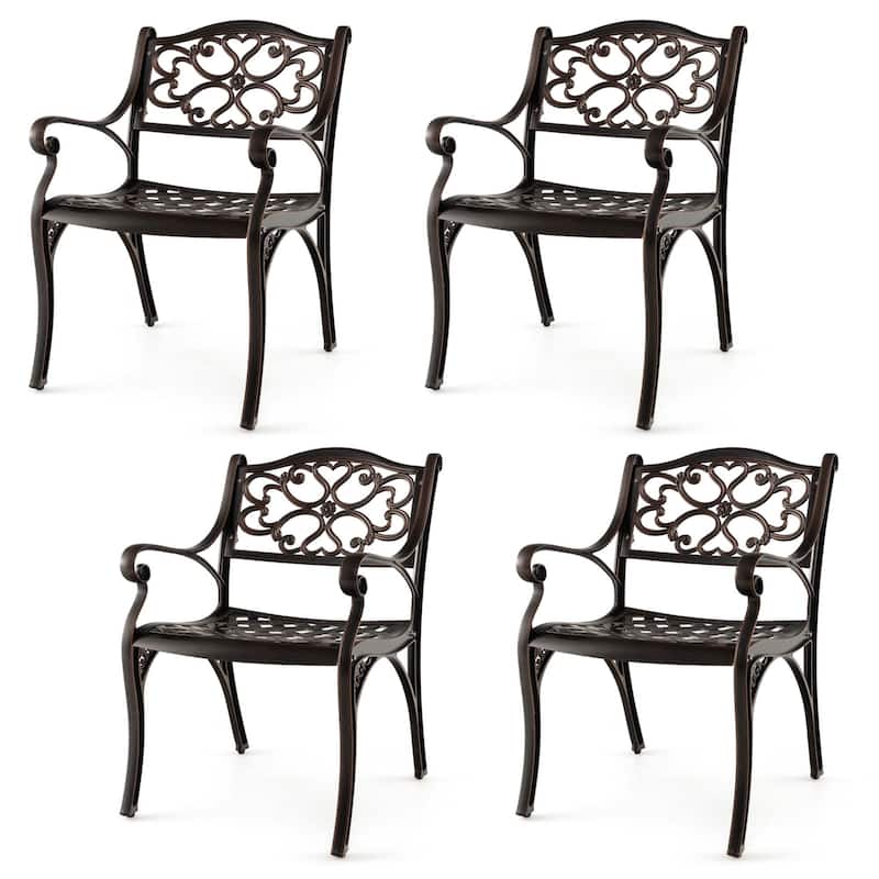 Costway 2/4 PCS Cast Aluminum Patio Chairs Set of 2 Outdoor Dining - See Details - Set of 4