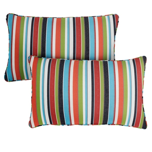 Colorful Stripe Indoor/Outdoor Pillows Set of 2 Corded Sunbrella 