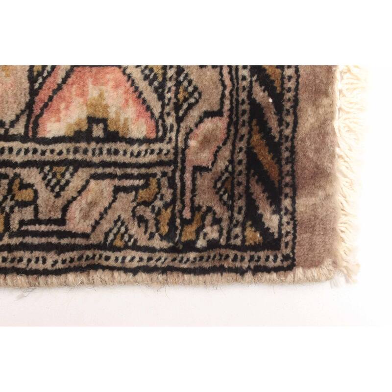 ECARPETGALLERY Hand-knotted Finest Peshawar Bokhara Khaki Wool Rug - 2'7 x 3'7