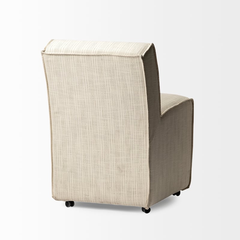 Damon Fully Upholstered Cream Fabric Dining Chair on Casters (Set of 2) - 20"W x 26"D x 32"H