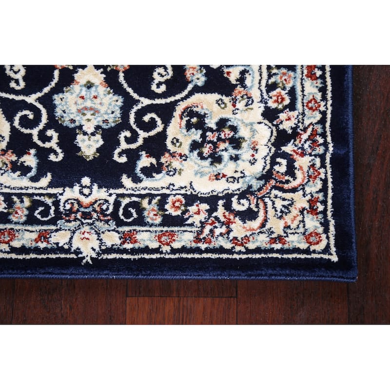 Blue Floral Medallion Transitional Turkish Rug Oriental Carpet