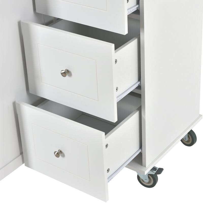 Multifunctional Kitchen Cart with Spice Rack and Adjustable Shelves