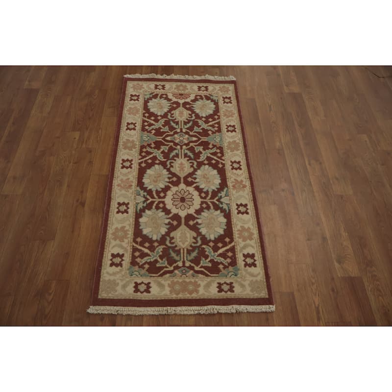 Hand Knotted Oriental 100% Wool Carpet Traditional All-Over Brown Ziegler Area Rug - 3' 10'' X 2' 0''