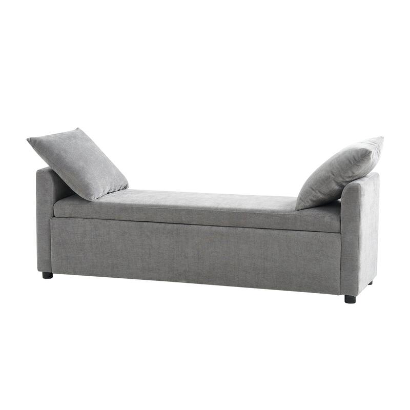 Franco Modern Upholstered Storage Bench with Two Throw Pillows