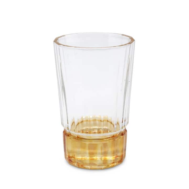 Liscio Ottico - Set of 6 Glasses with Smooth Linear Design and Amber Shade on the Base