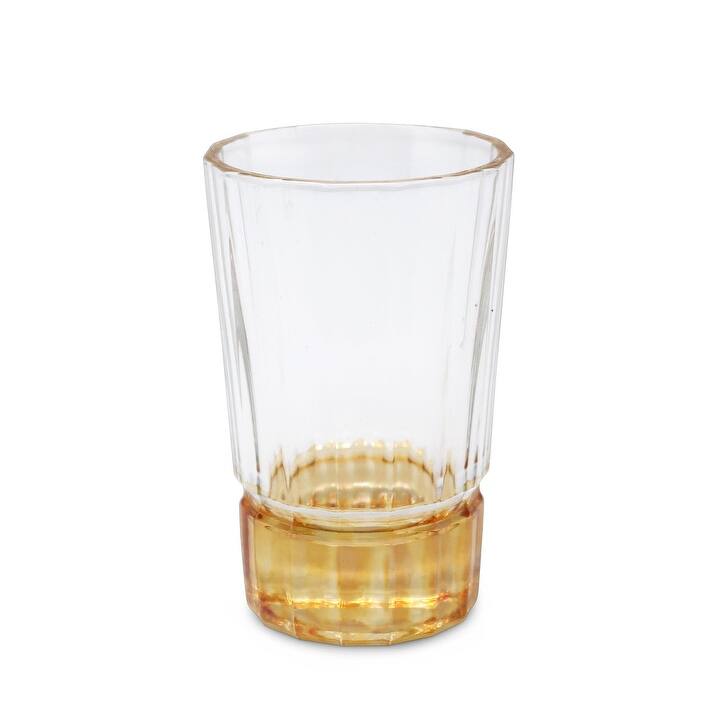 Liscio Ottico - Set of 6 Glasses with Smooth Linear Design and Amber Shade on the Base - Liquor - Amber