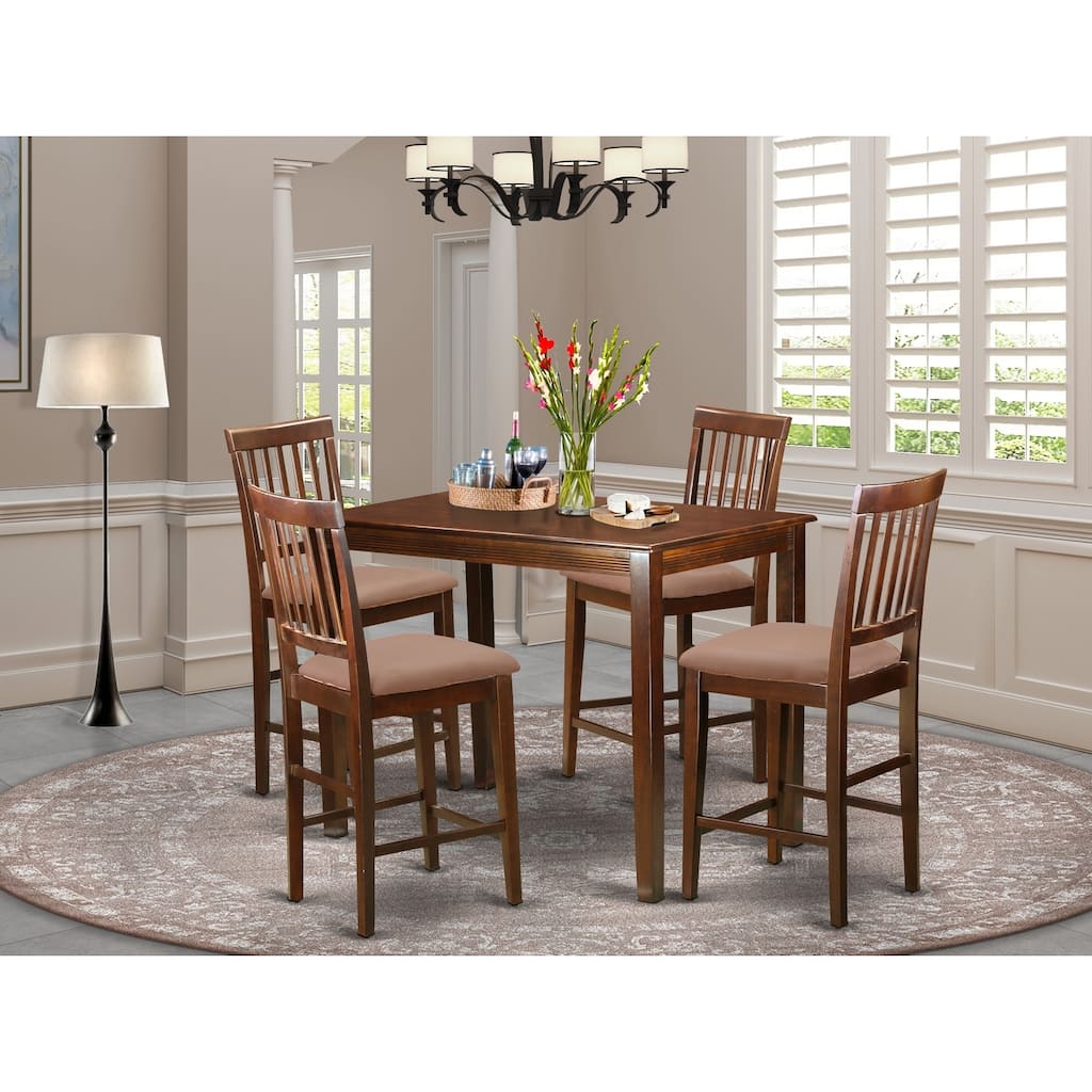 HomeStock 5-Pc Mahogany Finish Solid Wood Top - Dining Room Set - Seats 4
