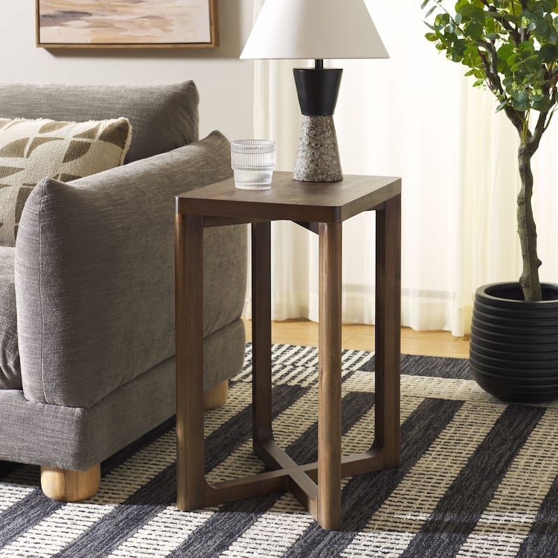 SAFAVIEH Home Akai Accent Table - 17"W x 13"D x 24"H - Walnut