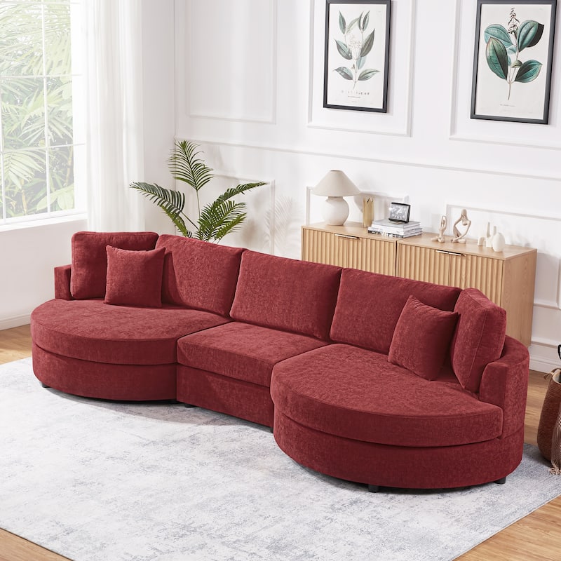 Christopher Knight Home - Xanthippe 3 Seater Upholstered Curved Design Sofa with Throw Pillow