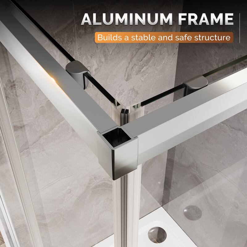 Elegant 34" W x 34" L x 72" H Corner Entry Shower Enclosure Sliding Shower Doors