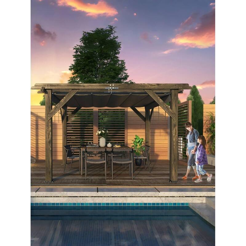 Cedar Wood Pergola with Solid Structure, for Backyard, Deck, Garden, Outdoor Entertaining