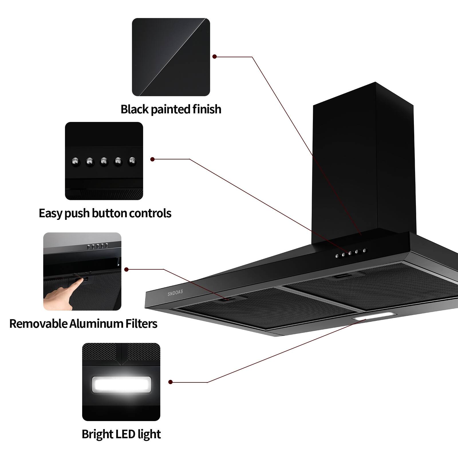 30 inch Wall Mount Range Hood Kitchen Exhaust Stove Vent 350CFM
