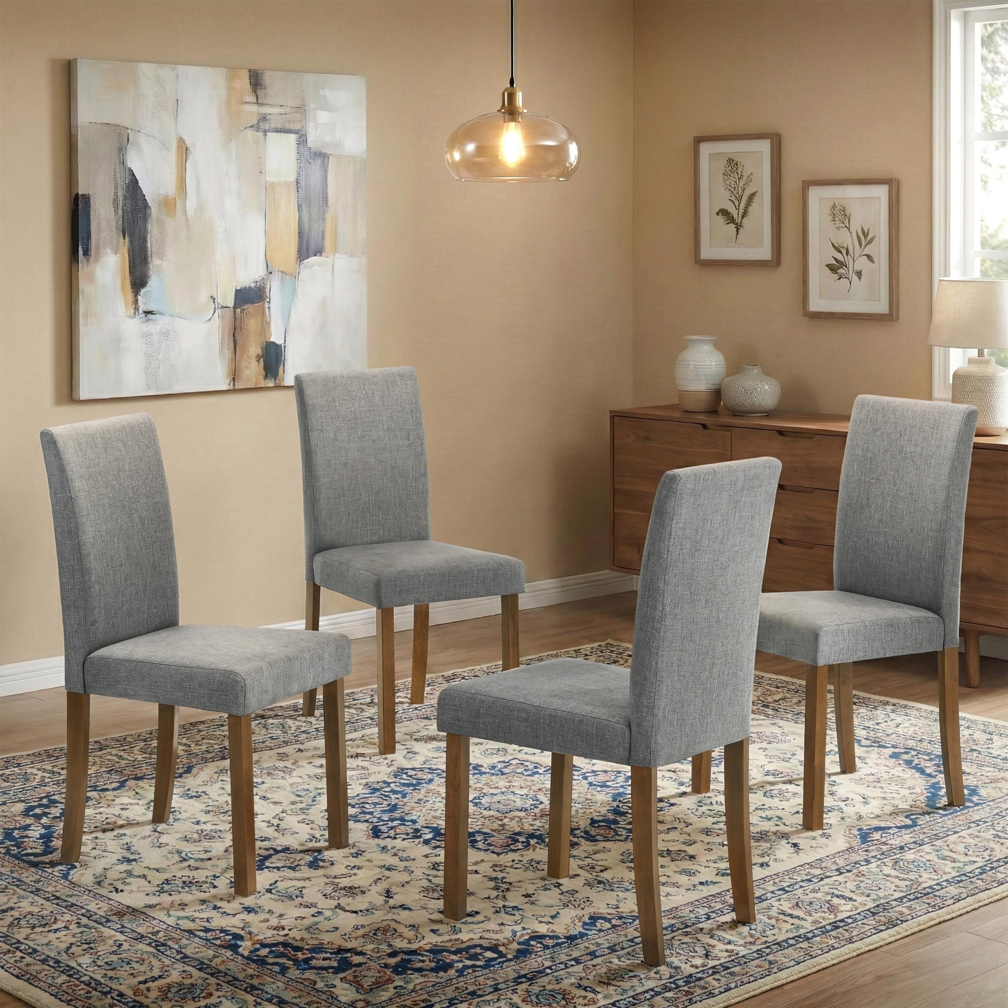 Furniture of America Vantura Modern Solid Wood Upholstered Dining Side Chair (Set of 4)