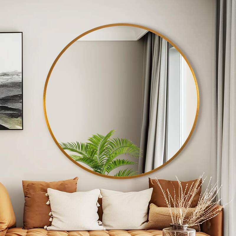 Large Round Mirror Wall Decor for Bathroom and Home, Metal Frame