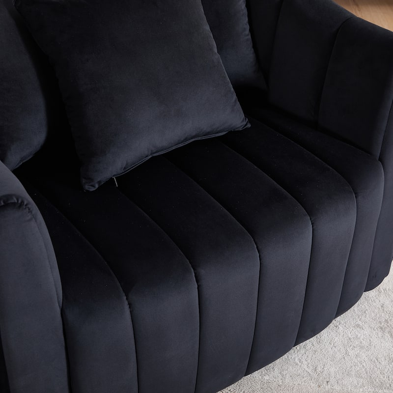 Modern Velvet Swivel Accent Chair,Sofa Chair with Pillows