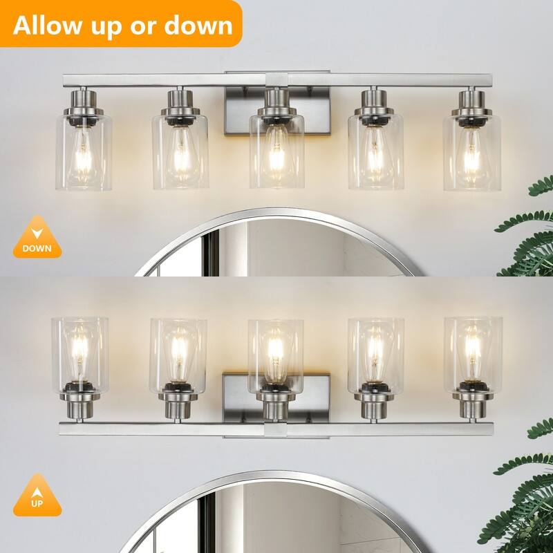 Bathroom Vanity Light With Clear Glass Shades For Vanity Mirror, Bathroom, Or Hallway