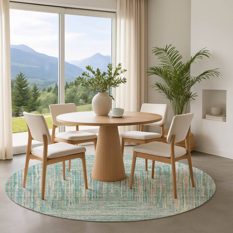 Premium Washable Super Soft Modern Dimensions Mayfield Rug - Teal - 8' x 8'