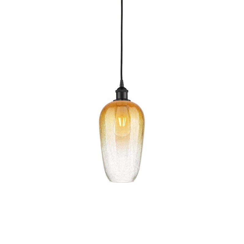 Innovations Lighting 616-1P-15-7 Brookhaven Flute Pendant Brookhaven - Matte Black / Amber