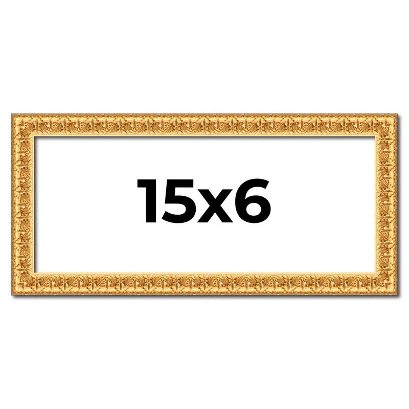15x6 Frame Gold Real Wood Picture Frame Width 1 inches | Interior