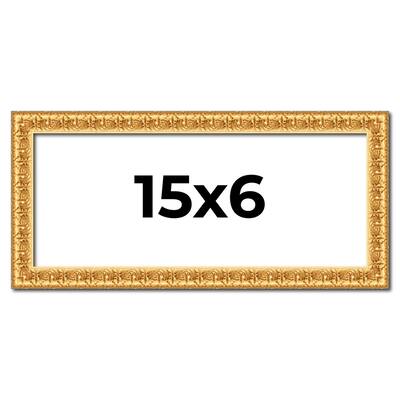 15x6 Frame Gold Real Wood Picture Frame Width 1 inches | Interior