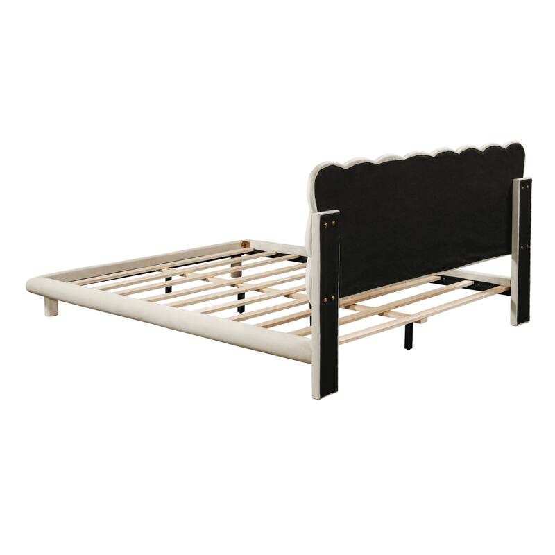 Velvet Platform Bed with LED Frame