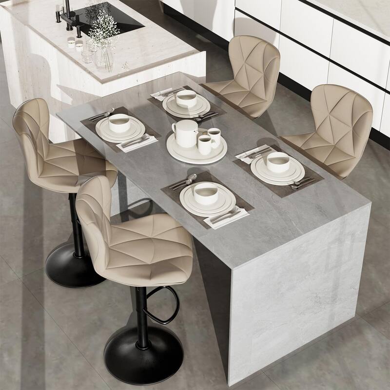 Bar Stools Set of 2,Adjustable Swivel Barstools, Faux Leather Bar Chairs,Upholstered Counter Height with High Backrest